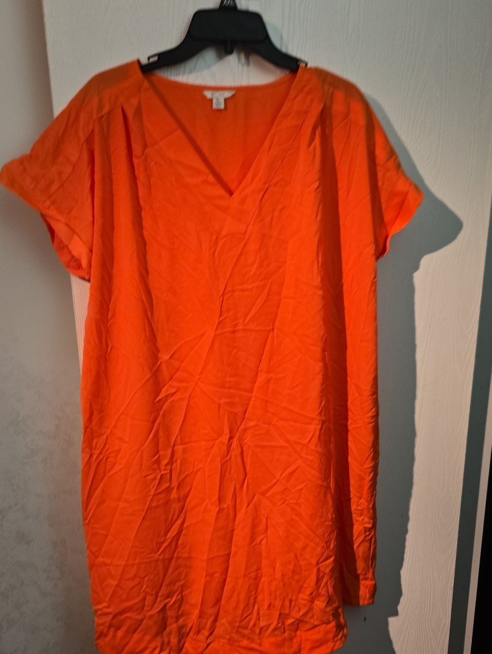 Bright Orange V-Neck Mini Dress